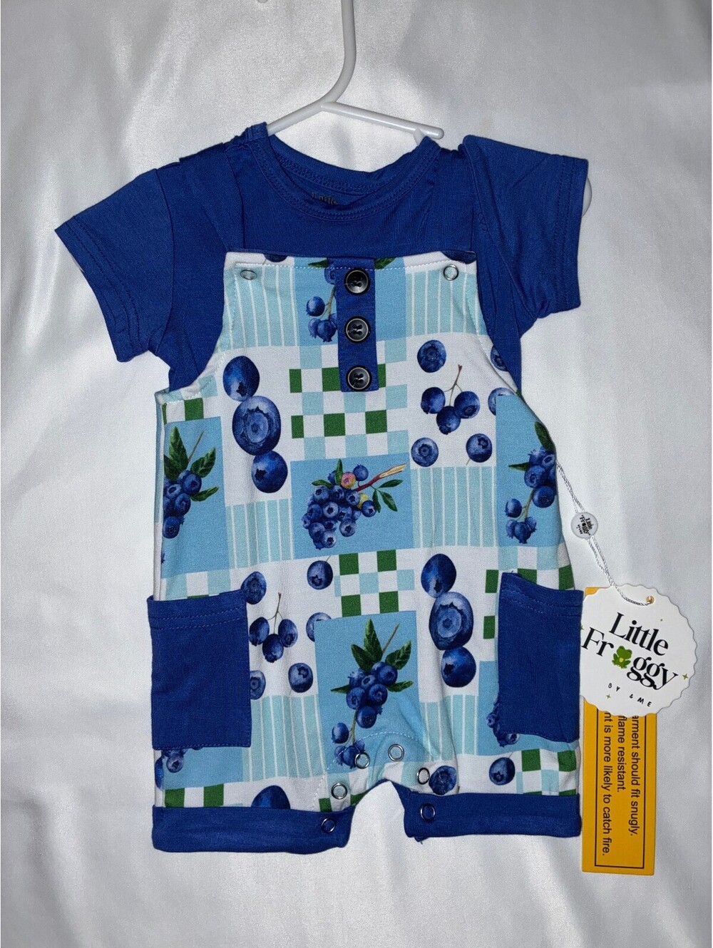 &mebamboo Blueberry Shortall Set 6/12M NWT